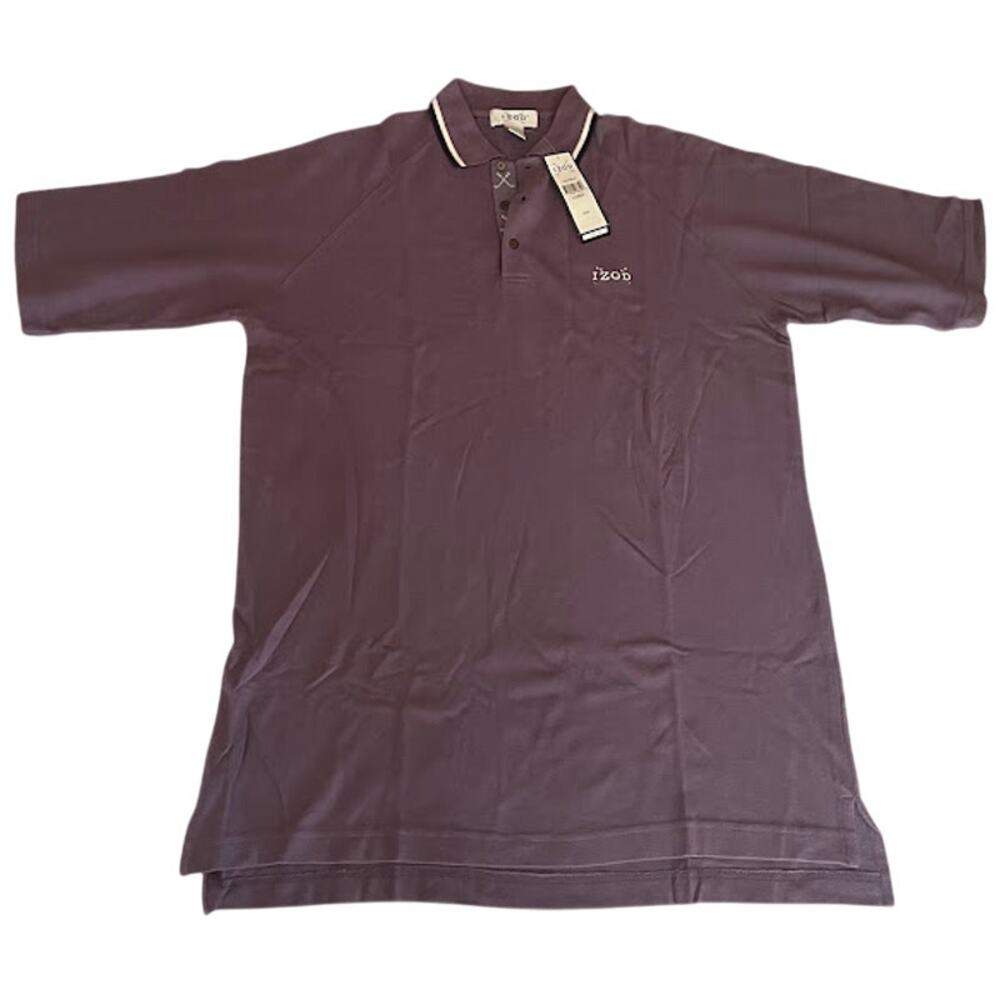 NWT Izod Shirt Purple White Polo Size L Golf Preppy Street